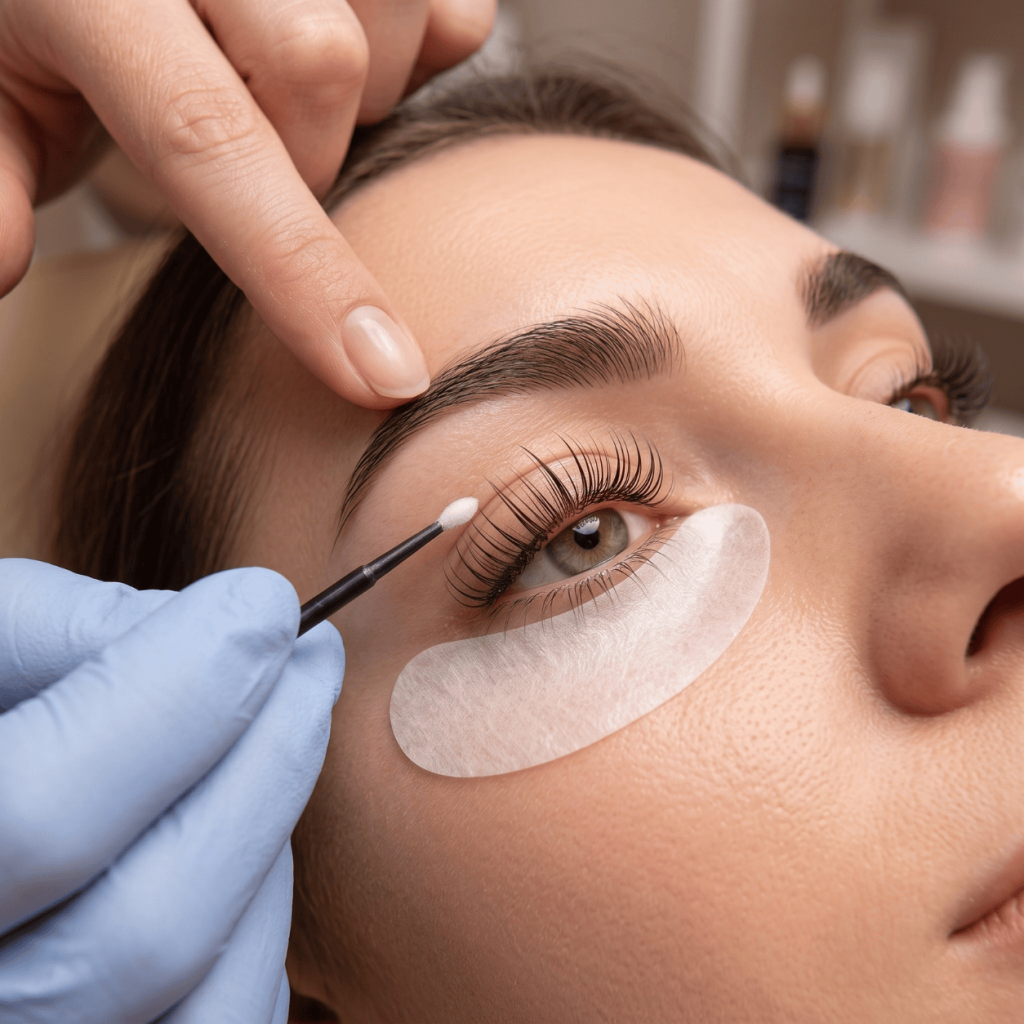 Lash Lifting Behandlung Nahaufnahme