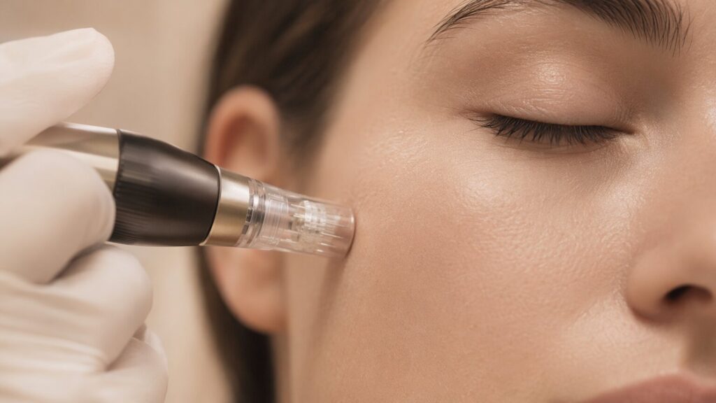 Microneedling Behandlung Nahaufnahme